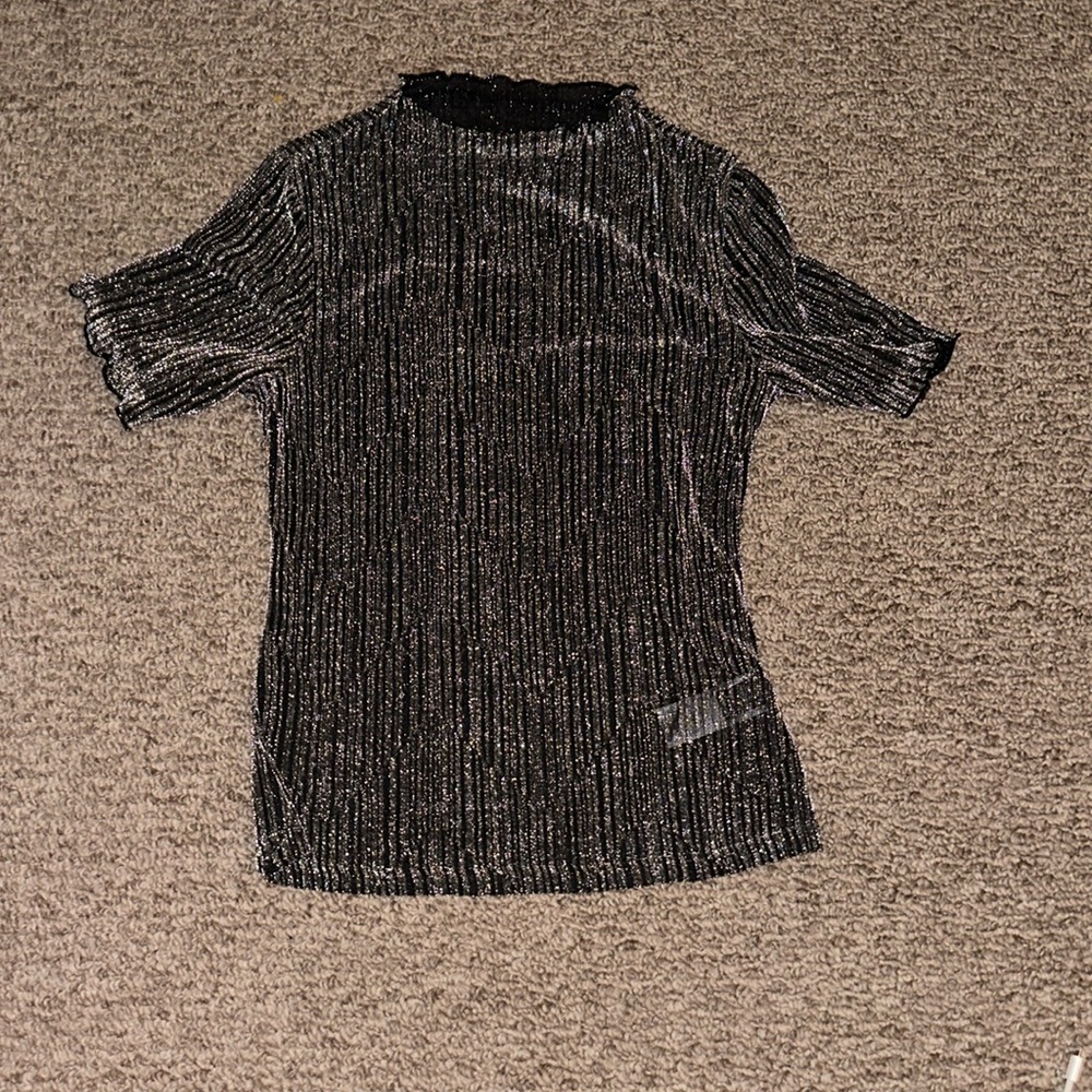 Silver and black shirt